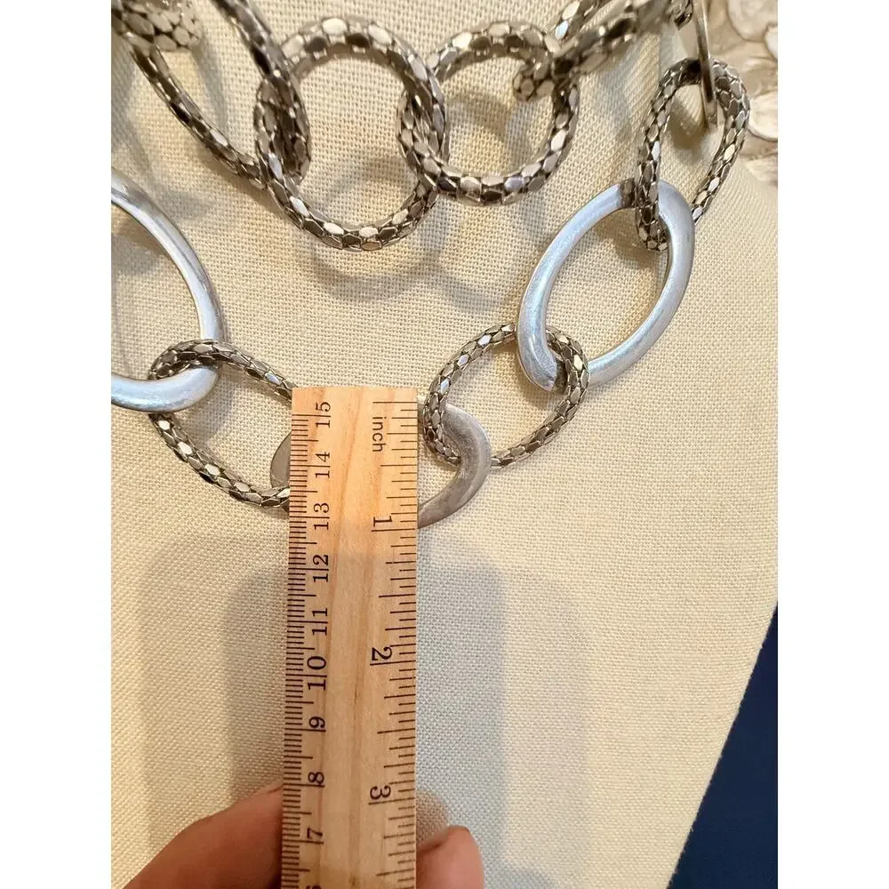 Vintage Lane Bryant Chunky Mixed Link Statement Necklace 15”